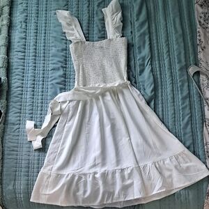 Elegant White Ruffled Dress
